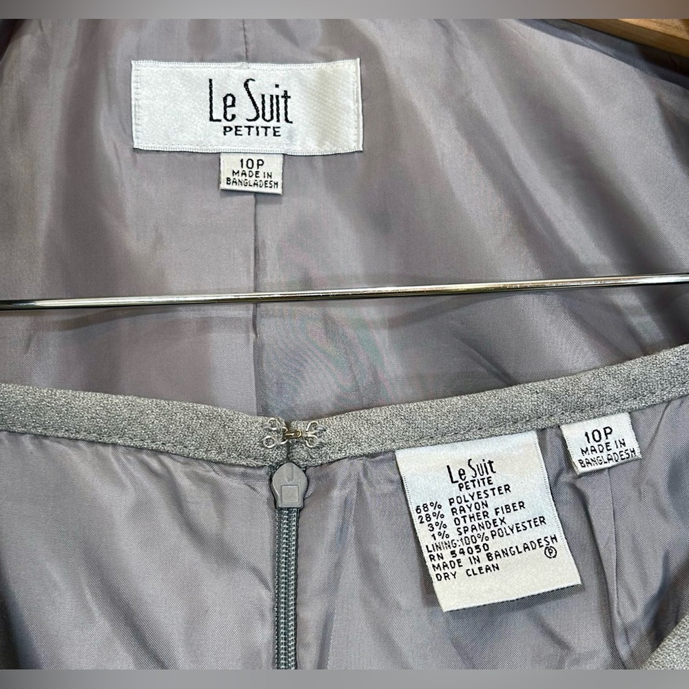 Le Suit Petite Gray Skirt Suit - Picture 7 of 7